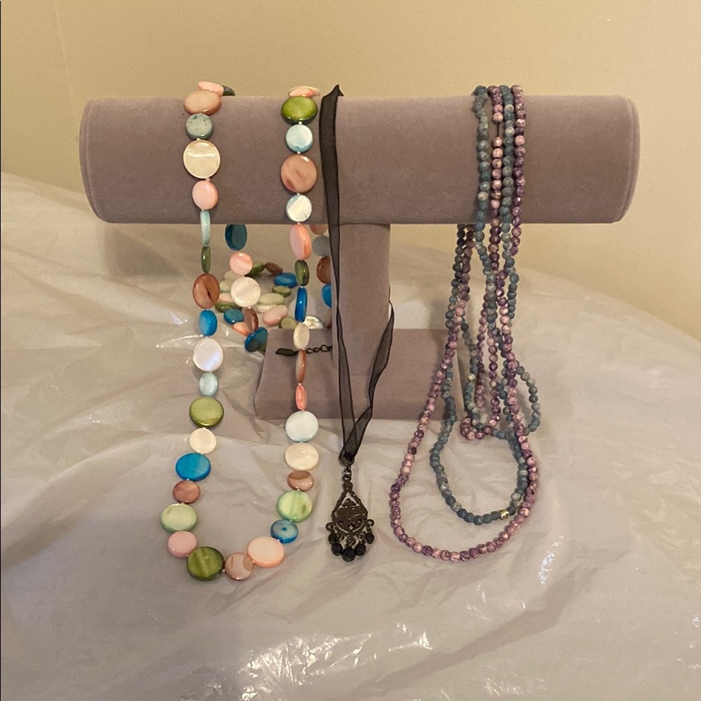 Pink and Blue Beaded Necklace Collection